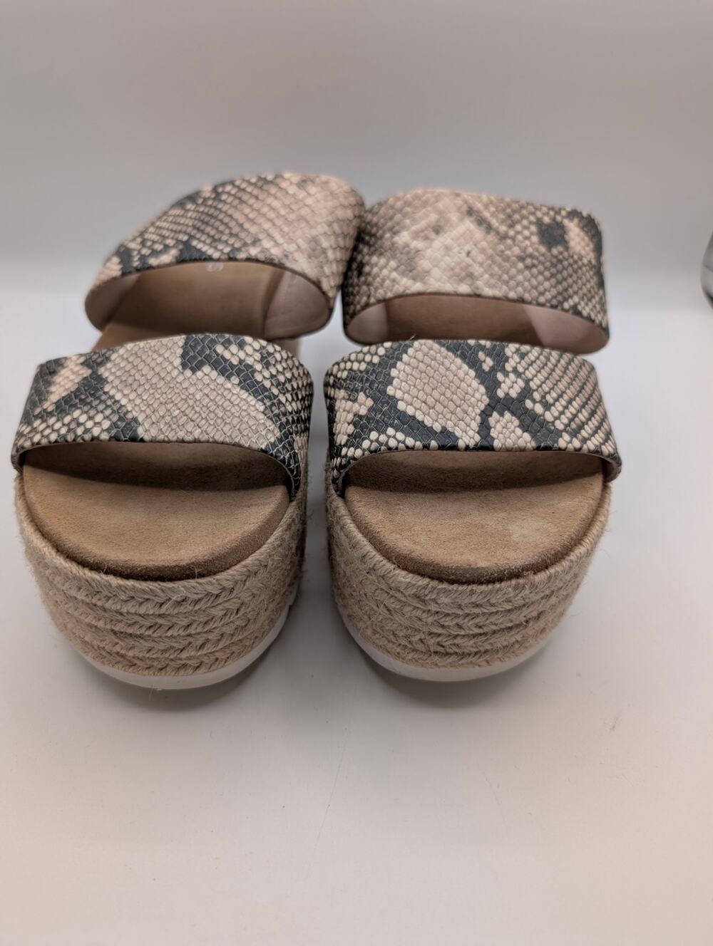 J/Slides NYC Leather Snake Print Platform Espadrille Sandals | Size 9